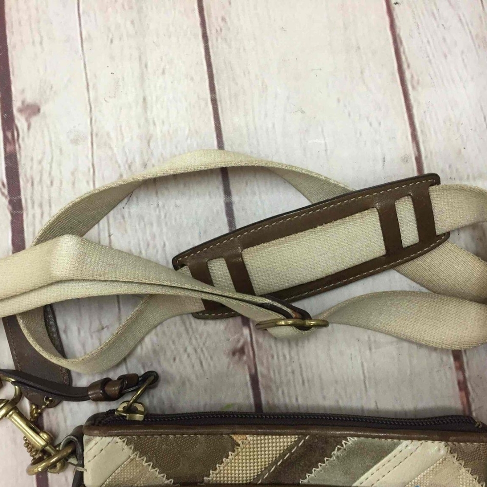 Coach Patchwork Khaki/Brown Jacquard Crossbody Ba… - image 3